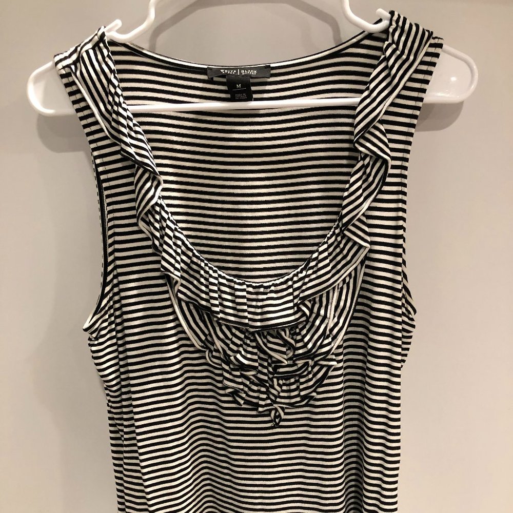 WHBM Ruffled Striped Top